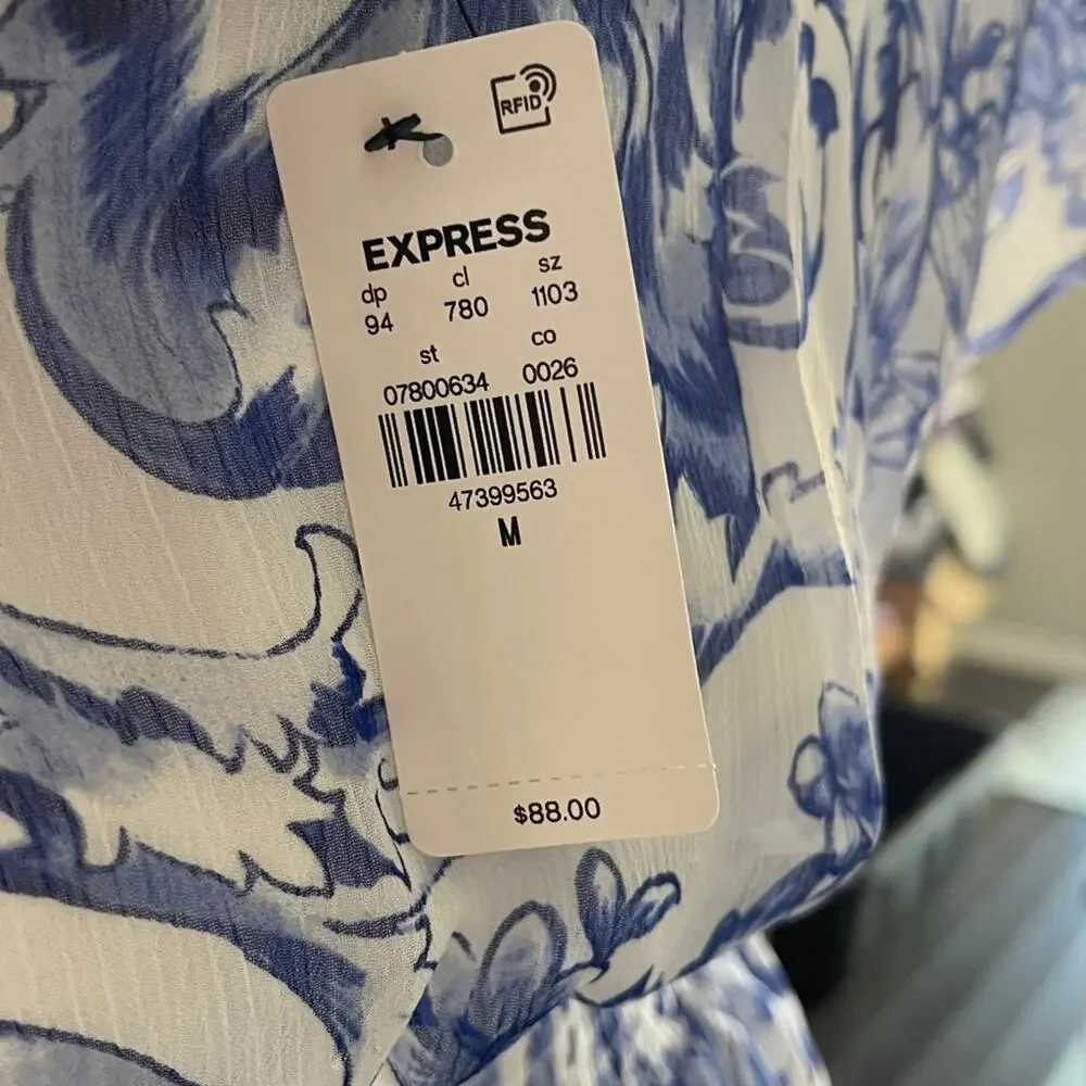 Express Blue and White Floral Mini Dress